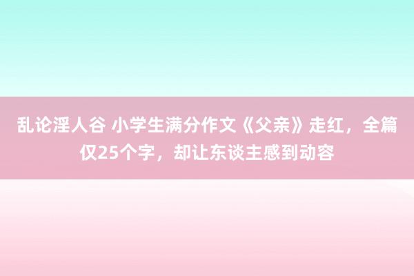 乱论淫人谷 小学生满分作文《父亲》走红，全篇仅25个字，却让东谈主感到动容