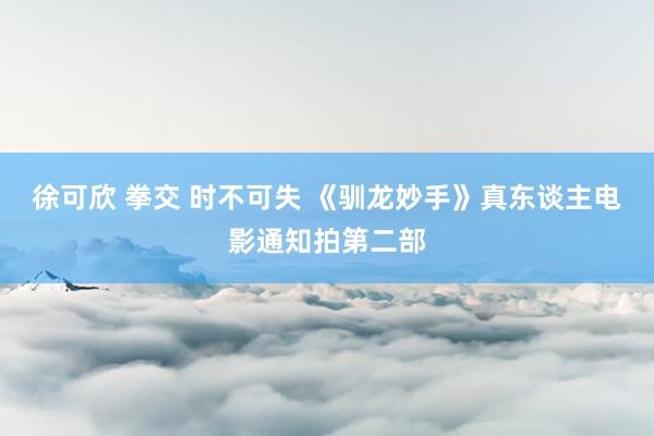 徐可欣 拳交 时不可失 《驯龙妙手》真东谈主电影通知拍第二部