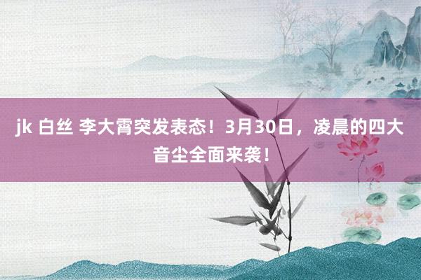 jk 白丝 李大霄突发表态！3月30日，凌晨的四大音尘全面来袭！