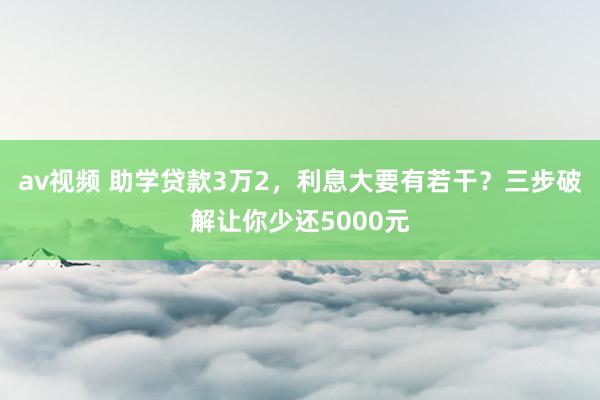 av视频 助学贷款3万2，利息大要有若干？三步破解让你少还5000元