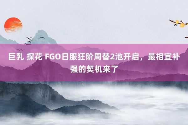 巨乳 探花 FGO日服狂阶周替2池开启，最相宜补强的契机来了