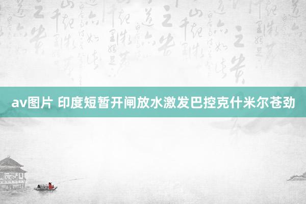 av图片 印度短暂开闸放水激发巴控克什米尔苍劲